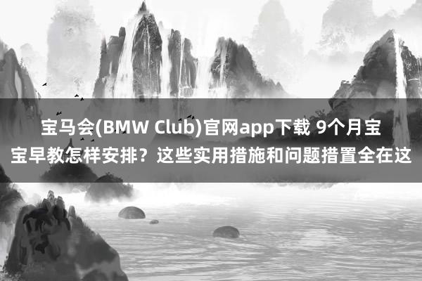 宝马会(BMW Club)官网app下载 9个月宝宝早教怎样安排？这些实用措施和问题措置全在这