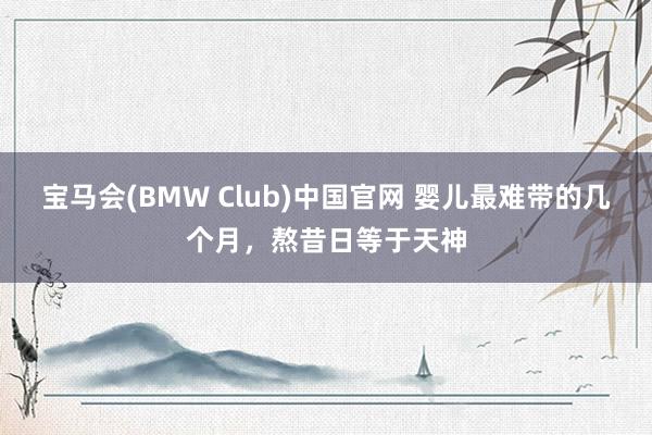 宝马会(BMW Club)中国官网 婴儿最难带的几个月，熬昔日等于天神